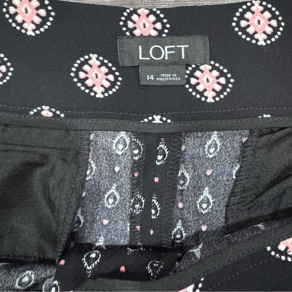 LOFT Black and Pink Patterned Culottes Size 14‎ - Picture 5 of 6